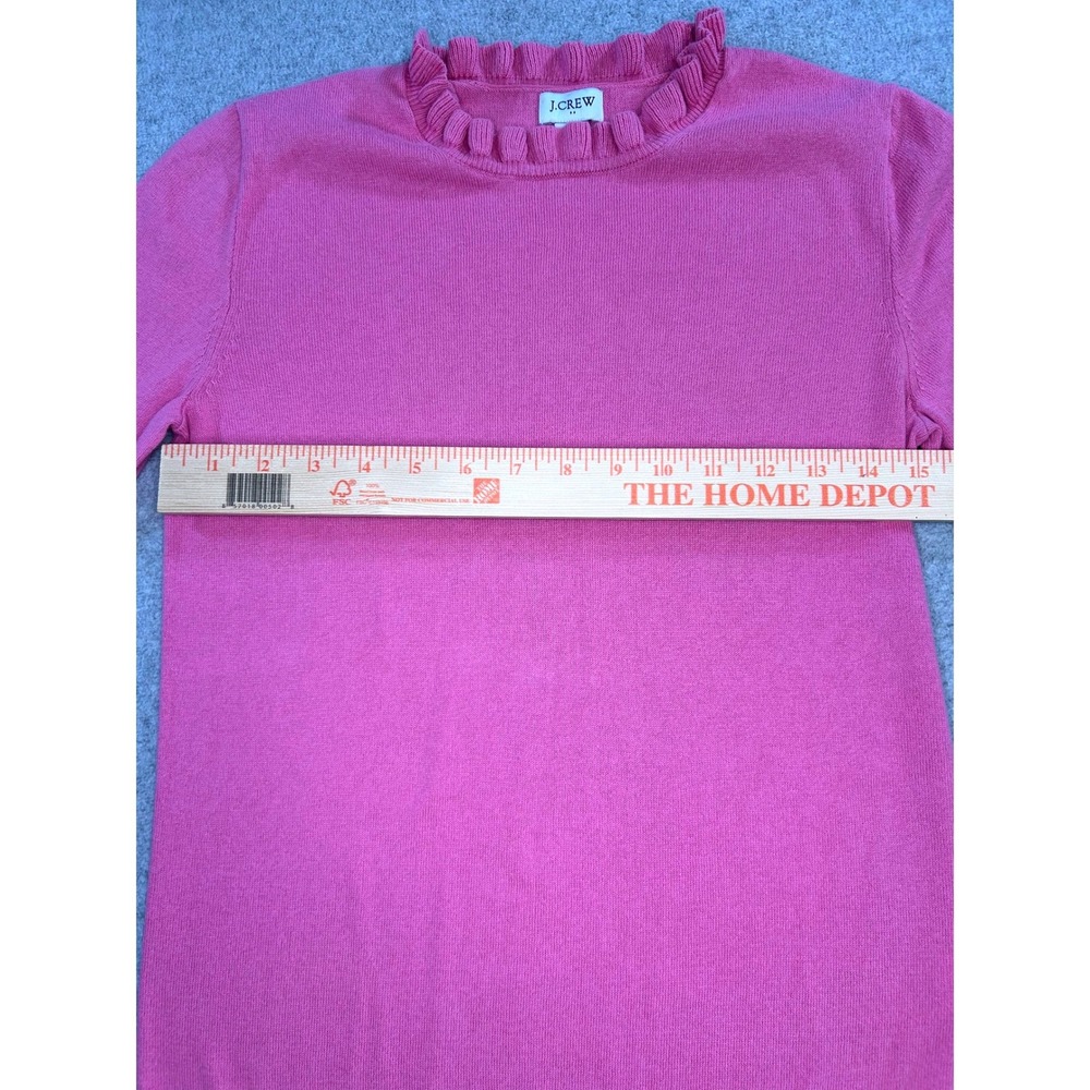 J.Crew Ruffle Neck Sweater Women XS Pink Excellent Long Sleeve Knit Pullover - Picture 4 of 5